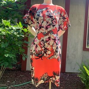 Adrianna Papell Floral Crepe Sheath Dress size 10